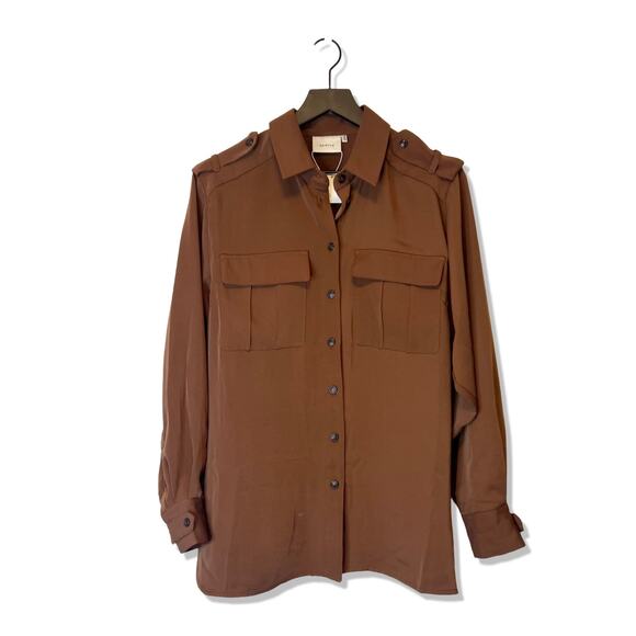 Gestuz Brown Button-Up Shirt, Size 36 - Picture 1 of 9